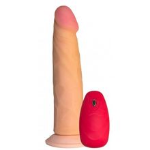 Телесный реалистичный вибратор №66 с проводным пультом - 18,5 см. (182722)