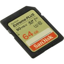 Карта памяти   SanDisk Extreme Plus   SDSDXWF-064G-GNCIN   SDXC Memory  Card  64Gb  UHS-I U3