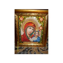 Икона из бисера,вышитая в ручную. Казанская Пресвятая Богородица