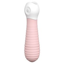  Розовый силиконовый мини-вибромассажер RIBBED BABY BOO - 12 см.