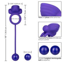 Фиолетовое эрекционное кольцо с утяжелителем Silicone Rechargeable Dual Rockin Rim Enhancer (206681)