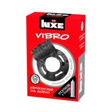 Luxe Чёрное эрекционное виброкольцо Luxe VIBRO  Африканский Эль Дьябло  + презерватив (черный)