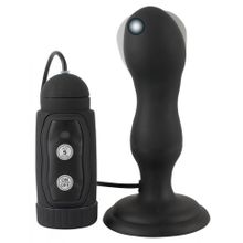 Черная анальная вибропробка с вращением Butt Plug - 13,6 см. (226575)