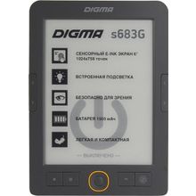 Электронная книга Digma S683G    Grey    (6", mono, подсветка, 1024x758, 4Gb, FB2   PDF   DJVU   RTF   CHM   EPUB   DOC   JPG   BMP, microSDHC, USB2.0)