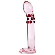 Sexus Glass Розовый стеклянный фаллоимитатор с шишечками ниже головки