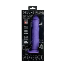  Фиолетовый вибратор-реалистик на присоске PURRFECT SILICONE ONE TOUCH - 20,5 см.