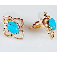 Серьги с бирюзой "Сердечки"