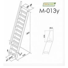 Лестница чердачная М 013-У 12 ступеней (с поручнем)