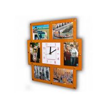 Часы фоторамка "парад мгновений" оранжевая