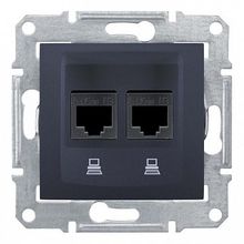 Розетка компьютерная 2xRJ45 Cat.6 SEDNA, графит |  код. SDN4800170 |  Schneider Electric
