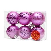 Magic-Time Набор шаров фиолетовый с пурпурной вьюгой, 6 штук, пластик (41936)