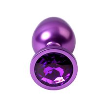 Фиолетовый анальный плаг с кристаллом фиолетового цвета - 8,2 см. Фиолетовый