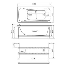 Акриловая ванна TRITON Эмма 170х70х46 с каркасом