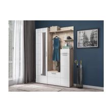 Моби Прихожая Лайн Дуб серый Белый глянец