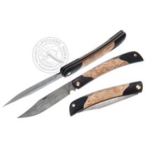 Нож складной Филейный-С (дамасская сталь) , карельская береза