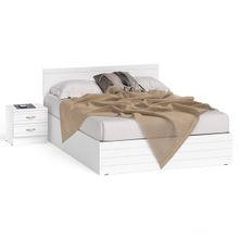 СВК Кровать Елена 1400 с прикроватной тумбой цвет белый белый глянец ID - 290365