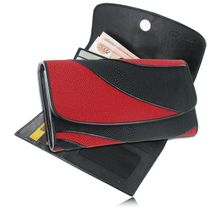 Женский кошелек из кожи ската, цвет: черный красный