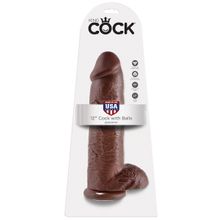 Коричневый фаллоимитатор-гигант 12  Cock with Balls - 30,5 см.