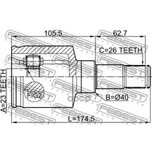 Шрус Внутренний | Лев | Ford Focus Cb4 2008-2011 [Eu] 23*40*26 Мм Febest арт. 2111CB320ATLH