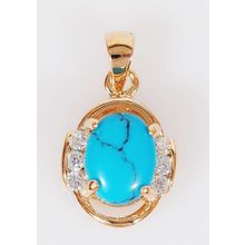 Кулон с бирюзой "Овал цирконы сбоку"
