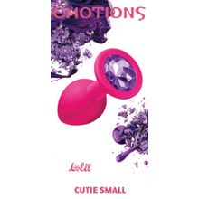 Малая розовая анальная пробка Emotions Cutie Small с фиолетовым кристаллом - 7,5 см.