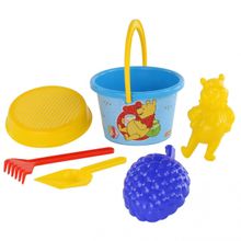 Набор Disney «Винни и его друзья» №13: ведро среднее с наклейкой, ситечко, лопатка, грабельки, формочки (Медвежонок Винни + малина)