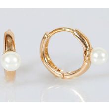 Серьги с жемчугом "Колечки 1 жемчужина идеал"
