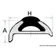 Osculati Anodises aluminium profile 38x9+5 mm Cut-down size 3 6m, 44.485.10