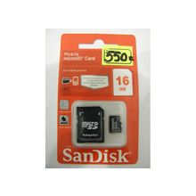 Карта памяти microSD  16Gb  4class   SanDisk
