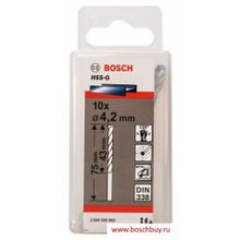 Bosch Набор 10 HSS-G сверл 4,2 мм DIN 338 (2608595060 , 2.608.595.060)
