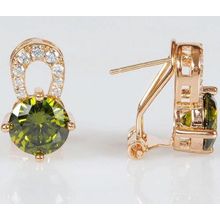 Серьги с перидотом "Подковка"