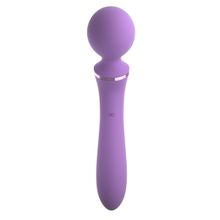 Фиолетовый двусторонний вибростимулятор Duo Wand Massage-Her - 19,6 см.