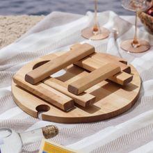 Столик-поднос для вина Adelica, с менажницей и складными ножками, на 2 персоны, d=32×1,8 см, берёза