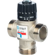 Термостатический смесительный клапан Stout 1" НР, 20-43 С, KV 1,6 м3 ч