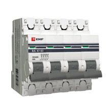 Модульный автоматический выключатель ВА 47-63 PROxima 4 полюса, 16А, х-ка C | код. mcb4763-4-16C-pro | EKF