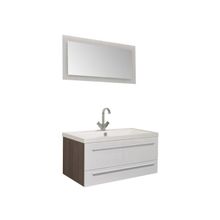Aquanet Мебель для ванной Нота 100 лайт (венге фасад белый) - Зеркало Нота 50х100 лайт с встроенным светильником