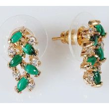 Серьги с малахитом "Косичка"