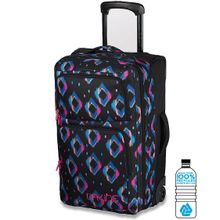 Женская дорожная сумка для ручной клади на колёсах Dakine Womens Carryon Roller 36L Kamali чёрная с синими ромбами