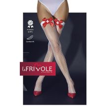 Le Frivole Чулки медсестры в сетку с бантиками (S-M   белый с красным)