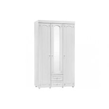 Система Мебели Шкаф 3-х дверный с ящиками и зеркалом Афина АФ-57 белое дерево