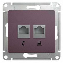 Розетка 2xRJ11+RJ45 Cat.5 GLOSSA, сиреневый туман |  код. GSL001485 |  Schneider Electric