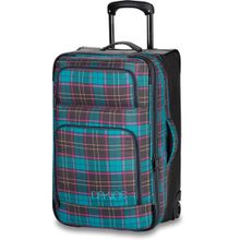 Дорожная сумка для женщин на колёсиках Dakine Womens Over unDer 49L Sanibel San чёрная в бирюзовую крупную клетку