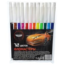 Концепт кар Фломастеры, 12 цветов, с белым колпачком, в ПВХ упаковке 12 цветов