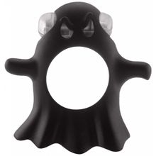Чёрное эрекционное виброкольцо Gentle Ghost Cockring в виде привидения Черный