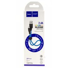 USB-кабель HOCO X21+ 0.25 метр для iPhone 5 6 черно-синий