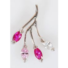 Кулон с (RH) корундом "mix листья"