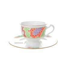 Чашка с блюдцем чайная форма "Айседора", рисунок "Мариенталь оранжевый", Императорский фарфоровый завод