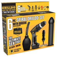 Drilldo Секс-набор SPIRAL DRILLDO SET 6 PIECE (черный)