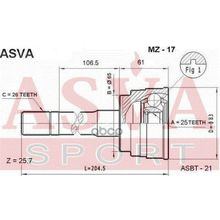 Шрус Внешний Mazda  Proceed Levante(Uf 25*65*26 Мм ASVA арт. MZ17