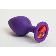 4sexdreaM Фиолетовая силиконовая пробка с алым стразом - 8,2 см. (красный)